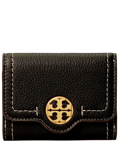 Tory Burch Felix Medium Canvas & Leather Wallet In Black