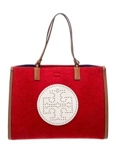 Pre-owned Tory Burch Felt Tote In Red