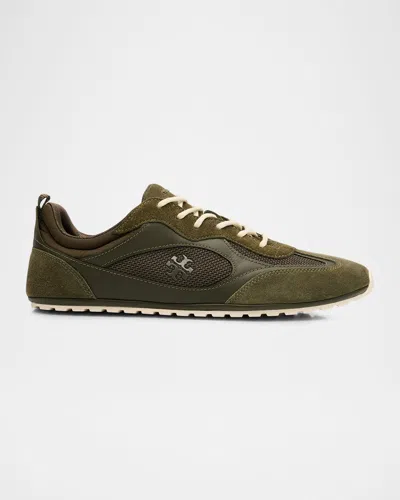 Tory Burch Field Leather And Suede Low-top Sneakers In Brown