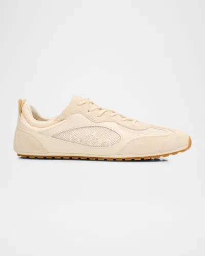 Tory Burch Field Leather And Suede Low-top Sneakers In Gold