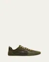 Tory Burch Field Leather And Suede Low-top Sneakers In Green