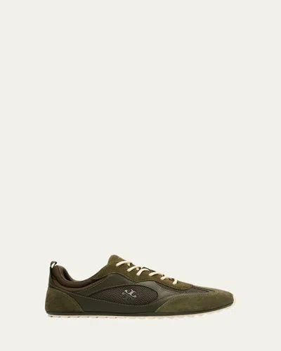 TORY BURCH FIELD LEATHER AND SUEDE LOW-TOP SNEAKERS