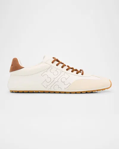 TORY BURCH FIELD LEATHER AND SUEDE LOW-TOP SNEAKERS