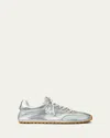 Tory Burch Field Metallic Leather Low-top Sneakers In Silver