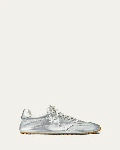 TORY BURCH FIELD METALLIC LEATHER LOW-TOP SNEAKERS