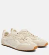 Tory Burch Cream Calf Leather Bos Taurus Low Top Sneakers In Neutral