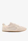 Tory Burch Cream Calf Leather Bos Taurus Low Top Sneakers In Sand