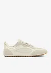 Tory Burch Cream Calf Leather Bos Taurus Low Top Sneakers In White