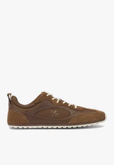 Tory Burch Field Suede And Mesh Sneakers In Brown