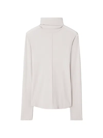 Tory Burch Fine Rib Turtleneck Sweater In White
