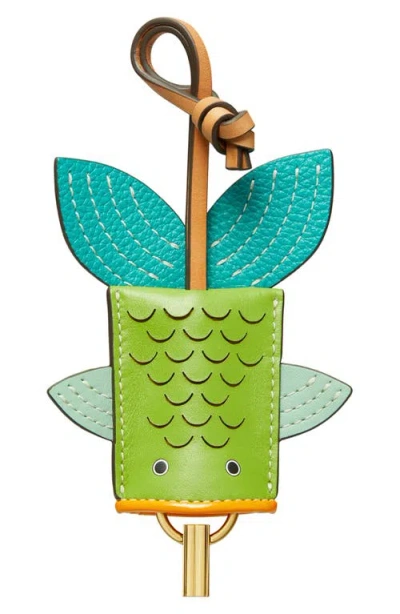 Tory Burch Fish Leather Bag Charm In Gray