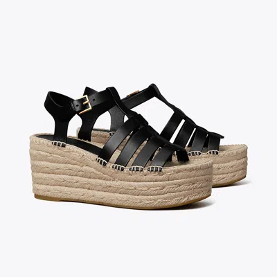 Tory Burch Fisherman Espadrille Wedge In Perfect Black