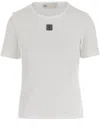 Tory Burch Cotton Rib Logo Tee In White