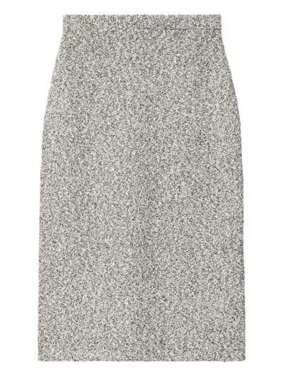 TORY BURCH TORY BURCH FITTED GREY SKIRT WITH TEXTURED SPECKLED FABRIC