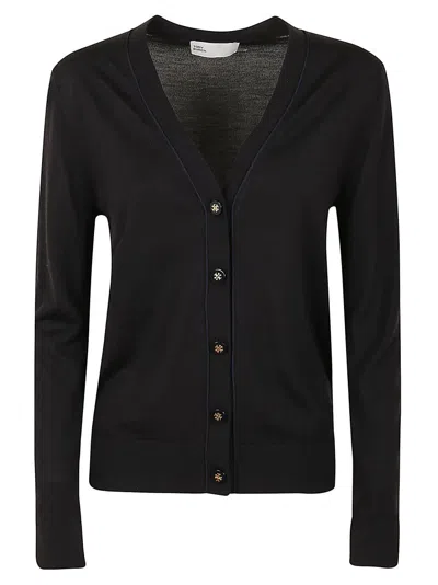 TORY BURCH TORY BURCH FITTED V-NECK CARDIGAN WITH DECORATIVE BUTTONS