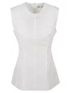 Tory Burch Fitted White Top With High Neckline In White