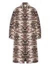 Tory Burch Flame-jacquard Coat In Brown