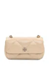 Tory Burch Kira Diamond Quilt Pave Mini Flap Bag In Beige