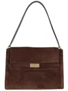 Tory Burch Lee Radziwill Suede Large Shoulder Bag In Black