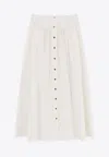 Tory Burch Stretch-cotton Poplin Midi Skirt In White