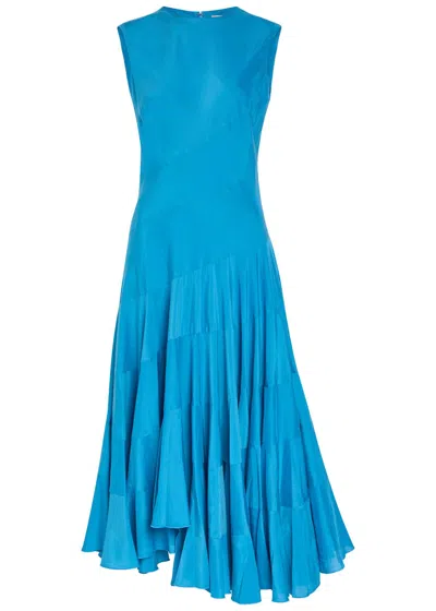 TORY BURCH TORY BURCH FLARED COTTON AND SILK-BLEND MIDI DRESS