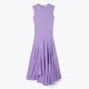 Tory Burch Flared Cotton Silk Dress In Purple Thistle