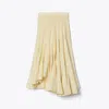 Tory Burch Flared Cotton Silk Skirt In Pale Almond