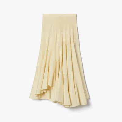 Tory Burch Flared Cotton Silk Skirt In Pale Almond
