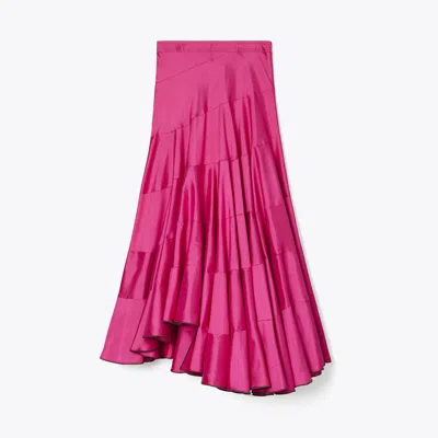 Tory Burch Flared Cotton Silk Skirt In Pink