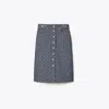 Tory Burch Flared Denim Skirt In Multi