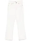 Tory Burch Sandy Superstone Washed White Cropped Straight Leg Jean In White