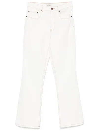 Tory Burch Flared Leg Denim Jeans In White