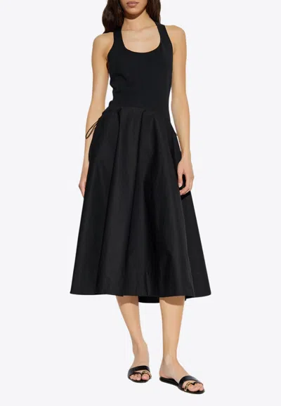 Tory Burch Flared Midi Tank Dress In Black