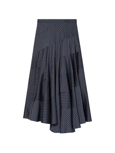 Tory Burch Flared Viscose Skirt In Blue