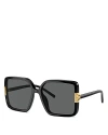 Tory Burch Flat Eleanor Square Sunglasses, 57mm In Black/gray Solid