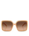 Tory Burch Flat Eleanor Square Sunglasses, 57mm In Brown