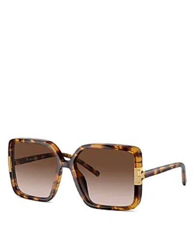 Tory Burch Flat Eleanor Square Sunglasses, 57mm In Tortoise/brown Gradient