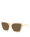 Tory Burch Flat Eleanor Square Sunglasses, 58mm In Ivory/brown Solid