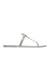 Tory Burch Flat Flip Flops In Feather Gray/silver