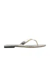 Tory Burch Flat Leather Flip-flops In Gray