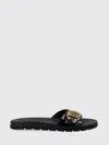 Tory Burch Patent Synthetic Leather Buckle Slide In Black