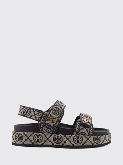 Tory Burch T Monogram Kira Jacquard Fabric Sandals In Blue