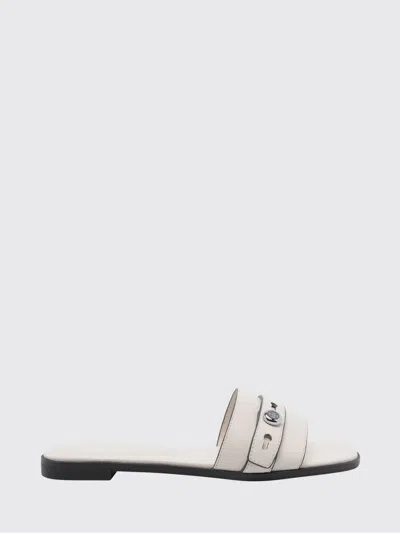 Tory Burch Sandals Open Toe Flat Sole Decorative Buckle In White