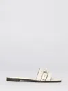 Tory Burch Sandals Open Toe Flat Sole Decorative Buckle In White