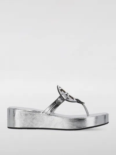 Tory Burch Miller 25mm Metallic-effect Slides In Silber