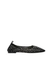 Tory Burch Black Ballet Flats With All-over Crystals Application In Tech Fabric Woman