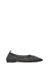 Tory Burch Black Ballet Flats With All-over Crystals Application In Tech Fabric Woman