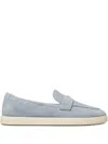Tory Burch Light Blue Loafers With Logo Plaque On The Front And Slip-on Design In Suede Woman In Blue