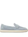 Tory Burch Light Blue Loafers With Logo Plaque On The Front And Slip-on Design In Suede Woman In Blue