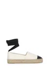 Tory Burch White Espadrilles With Metallic Logo On The Front And Ankle Strap In Leather Woman